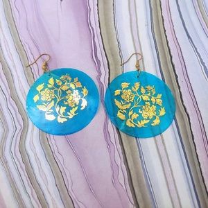 Blue and Gold Earrings